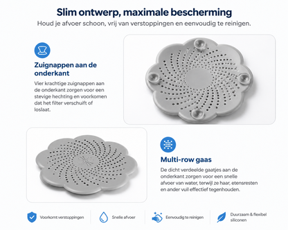 Siliconen afvoerzeef in bloemvorm voor doucheputje en gootsteen