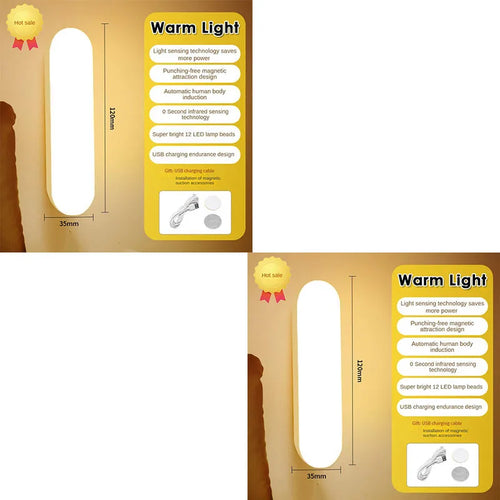 Draadloze LED Nachtlamp met Bewegingssensor – USB Oplaadbaar & Magnetisch