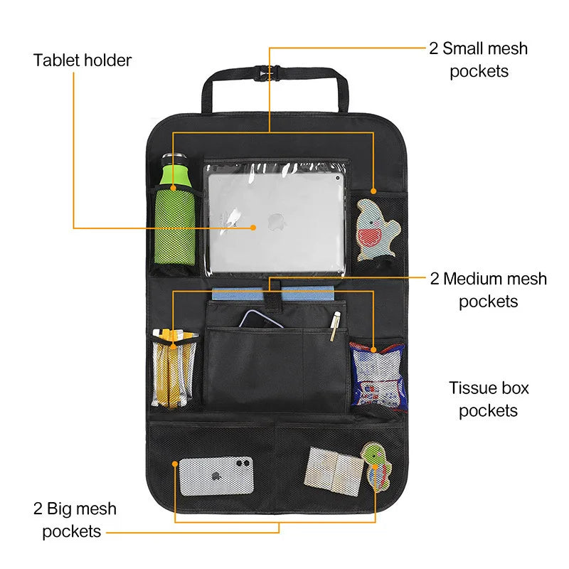 Universele Auto Stoelorganizer met Tablet Houder en Touchscreen Vak