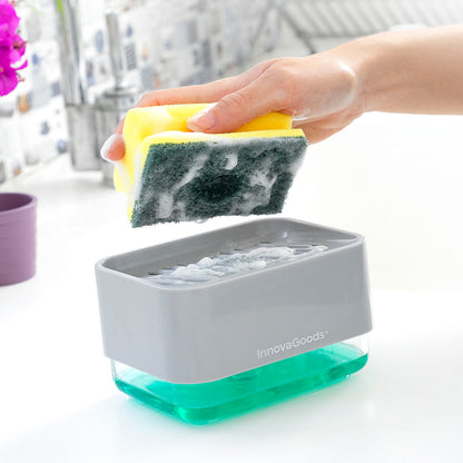 Pushsoap 2-in-1 Zeepdispenser met Sponshouder voor de Keuken