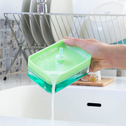 Pushsoap 2-in-1 Zeepdispenser met Sponshouder voor de Keuken