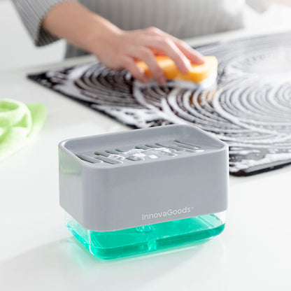 Pushsoap 2-in-1 Zeepdispenser met Sponshouder voor de Keuken