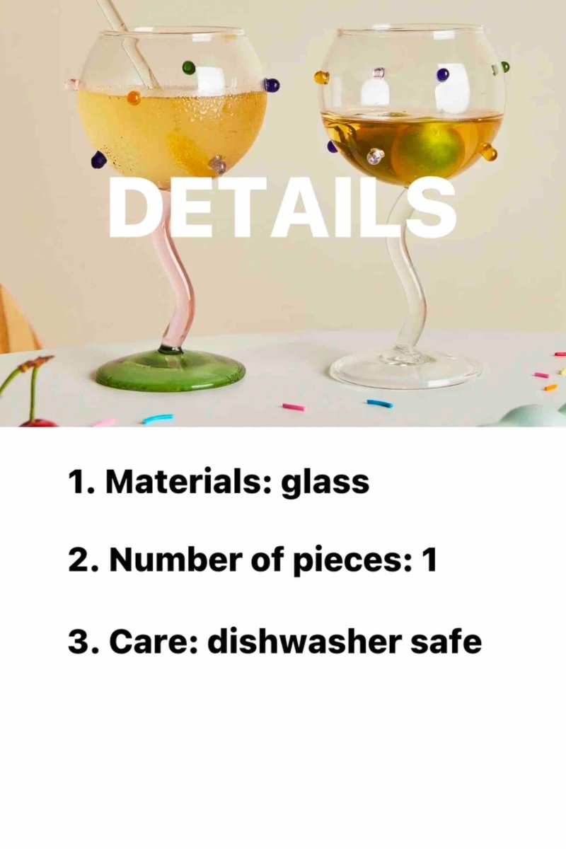 Unieke Handgeblazen Wijnglazen – Regenboog Sprinkles Design