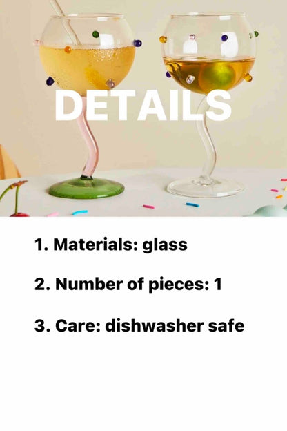Unieke Handgeblazen Wijnglazen – Regenboog Sprinkles Design